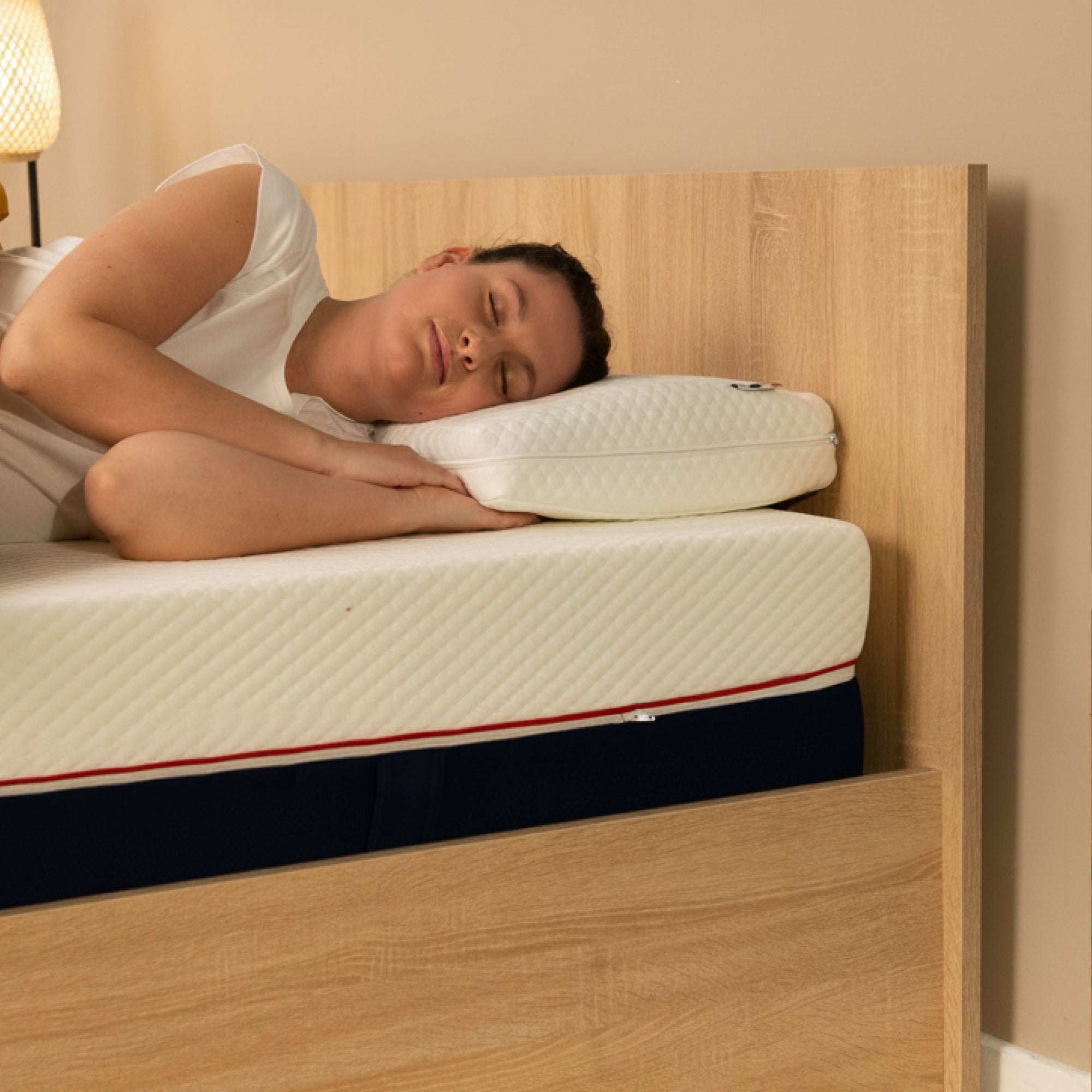 Sommier zoné coffre effet chêne blanchi